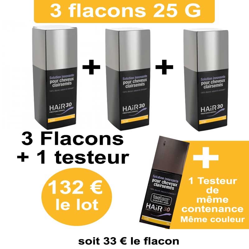 Lot Hair 30 BLOND : Lot de 3 flacons + 1 testeur de la même contenance ( 33 € le flacon)